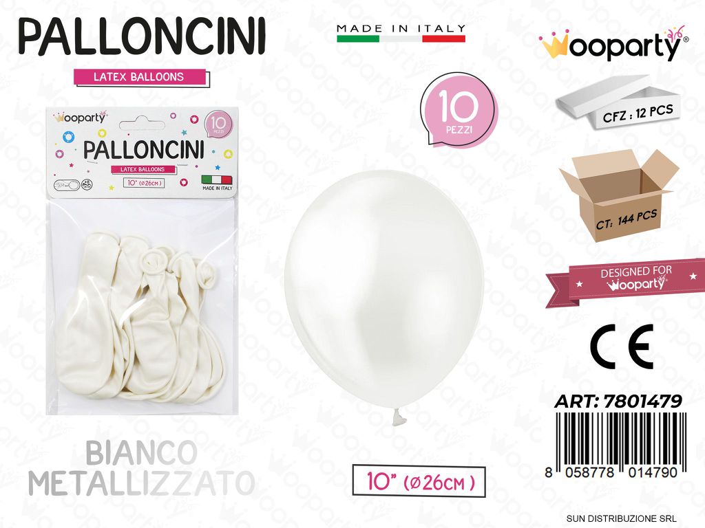 Palloncini Bianco Metal 10 D.26CM 10PCS