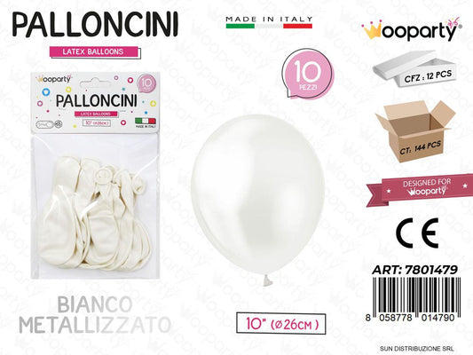 Palloncini Bianco Metal 10 D.26CM 10PCS