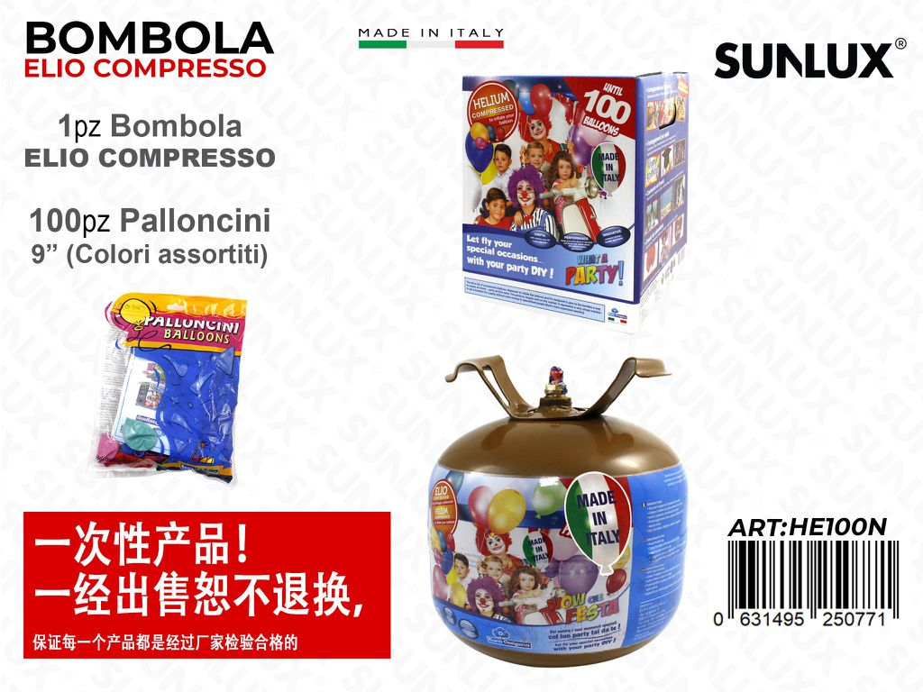 Bombola Elio c/ 100 Palloncini 9