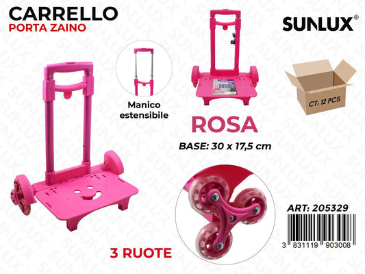 TROLLEY ZAINO ROSA 3RUOTE  30*17.5CM