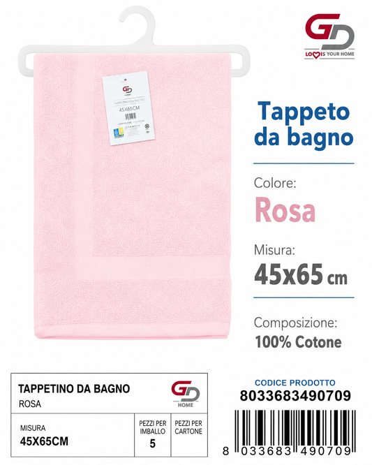 Tappeto Da Bagno Pink 45 X 65 Cm 100%Cotone