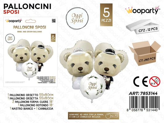 Wooparty Palloncino Sposi 5PCS Ass.