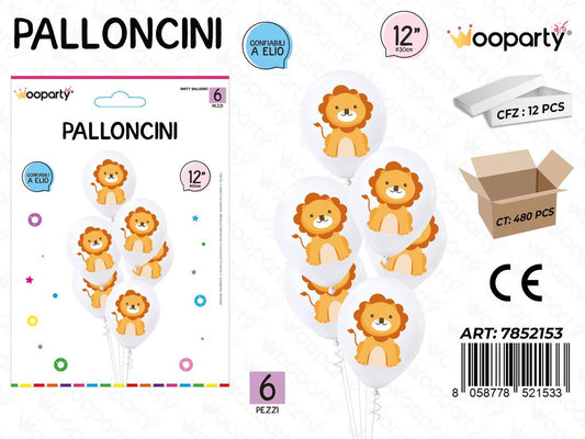Wooparty Palloncini Leone 6PCS 30CM