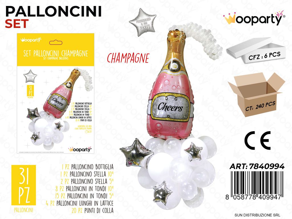 Set Palloncini Champagne 31PCS Ass.