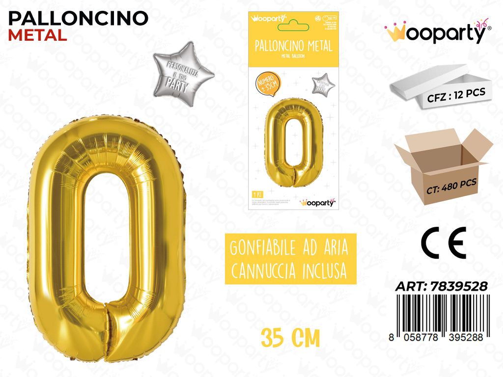 Palloncino Oro Metal 35CM N. 0