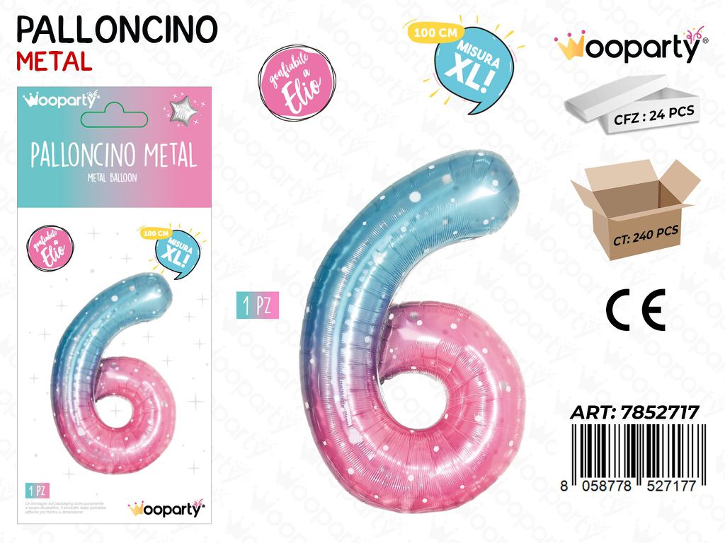 Wooparty Palloncino Metal Gradient N.6 100CM