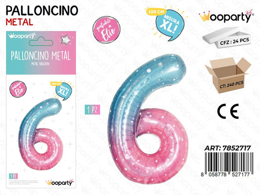 Wooparty Palloncino Metal Gradient N.6 100CM