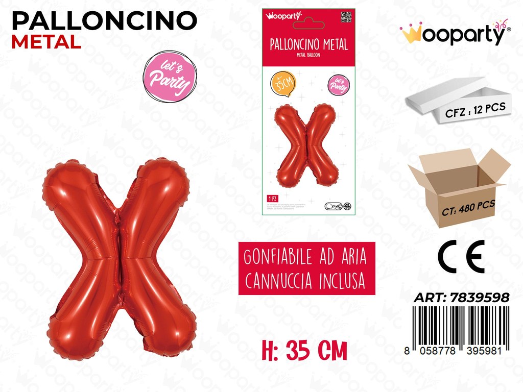 Palloncino Rosso Metal 35CM L. X