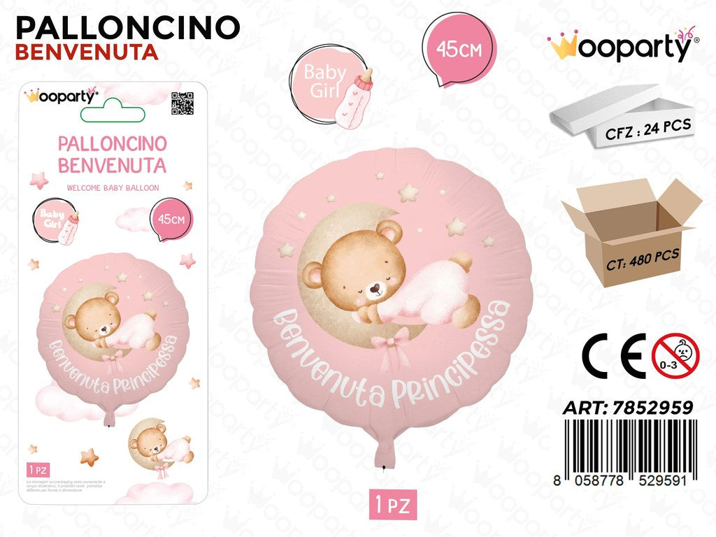 Wooparty Palloncino Battesimo Girl 45CM