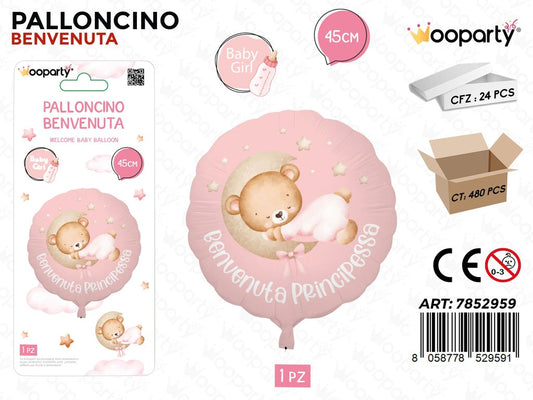 Wooparty Palloncino Battesimo Girl 45CM