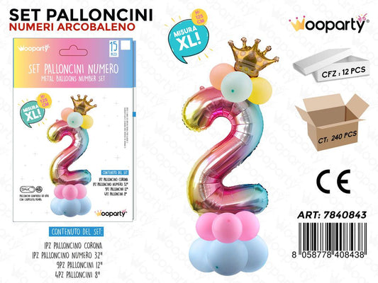 Set Palloncini N.2 Multicolor 15PCS 125CM