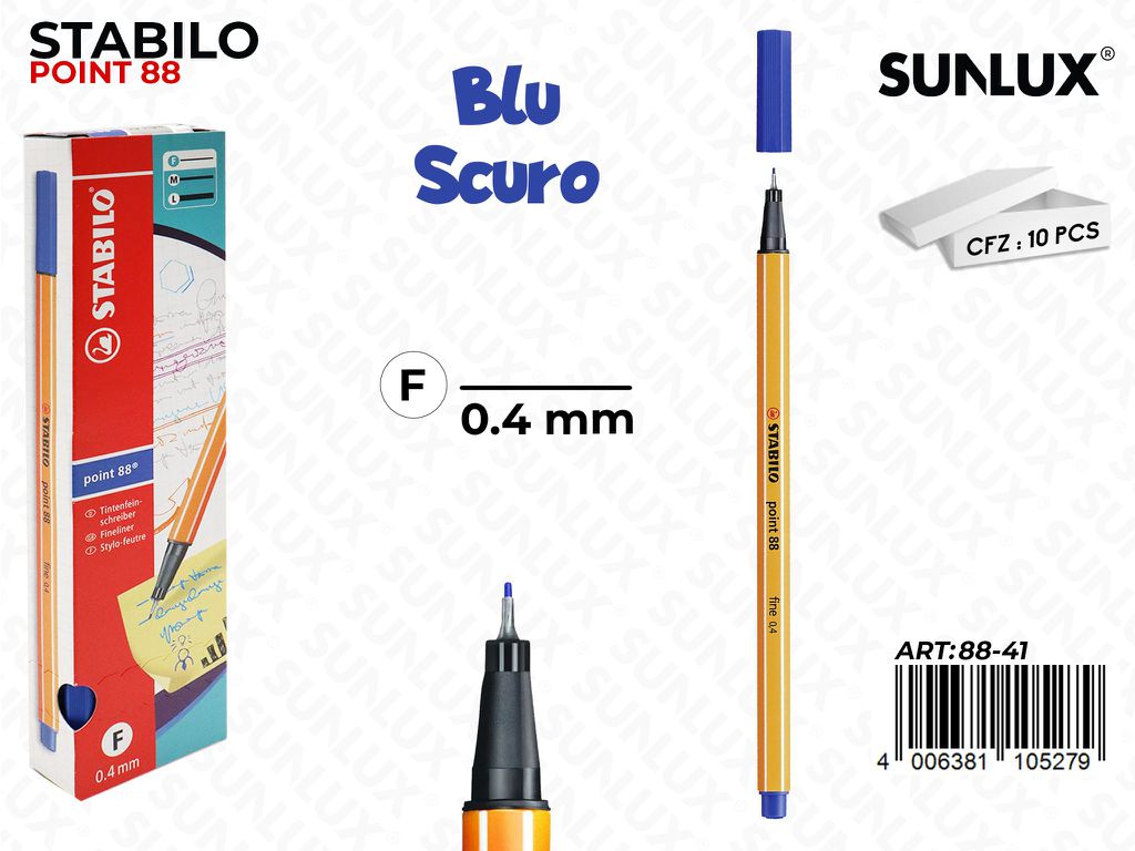 Stabilo Point 88-41 Blu Scuro 0.4MM