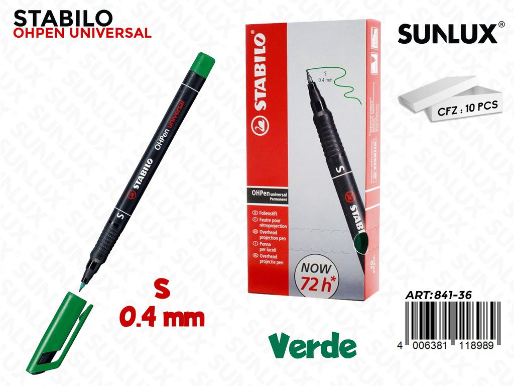 Stabilo Ohpen S Permanente Verde 0.4MM