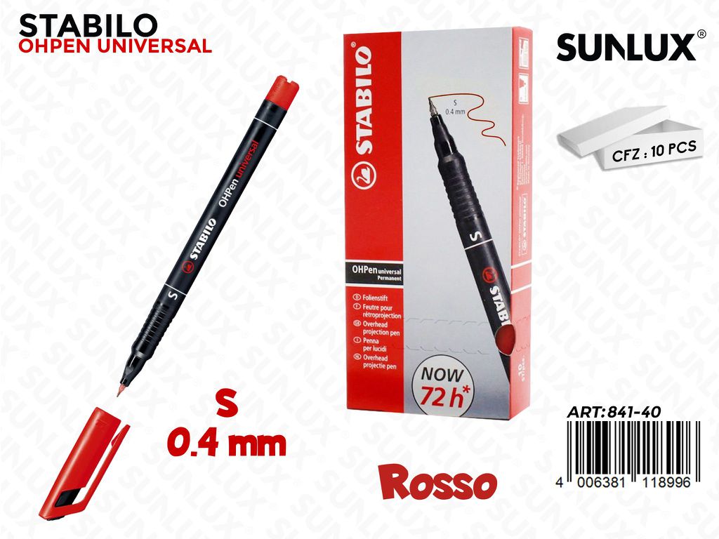 Stabilo Ohpen S Permanente Rosso 0.4MM