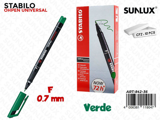 Stabilo Ohpen F Permanente Verde 0.7MM