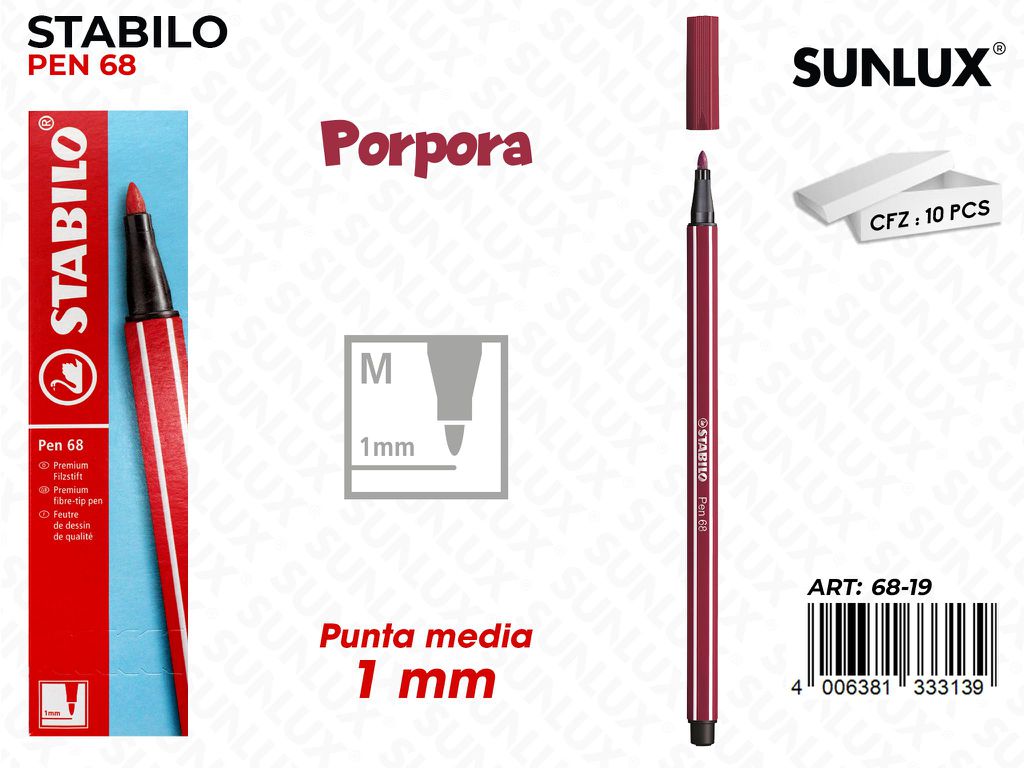 Stabilo Pen 68 Punta M Porpora