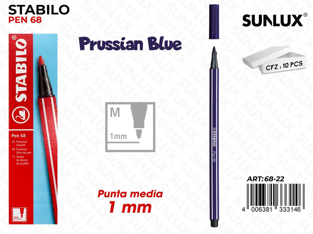 Stabilo Pen 68 Punta M Prussian Blue