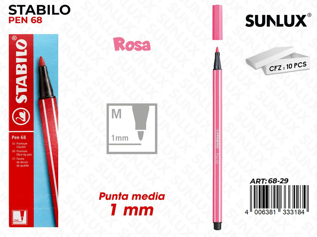 Stabilo Pen 68 Punta M Rosa