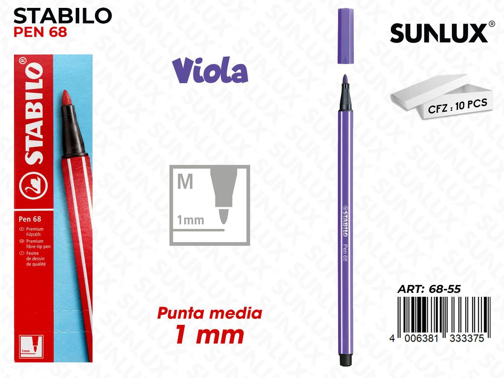 Stabilo Pen 68 Punta M Viola