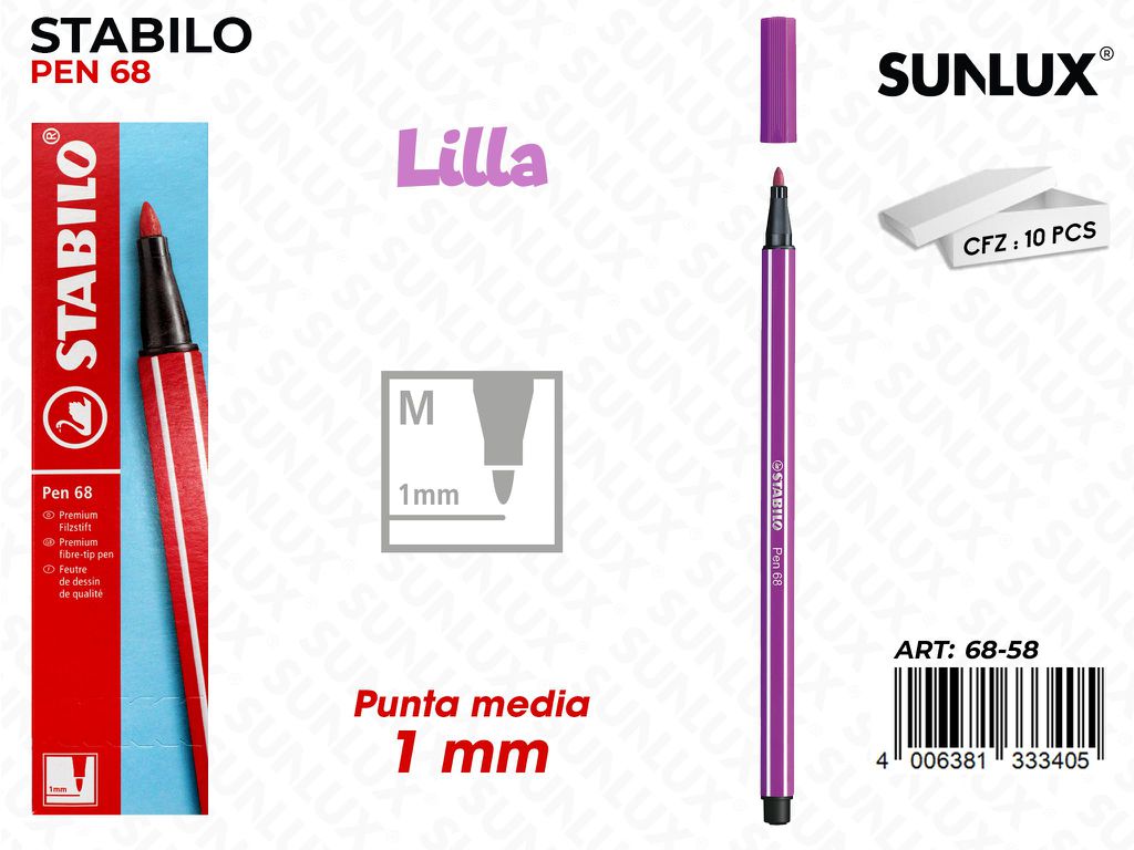 Stabilo Pen 68 Punta M Lilla