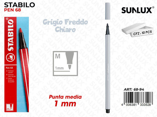 Stabilo Pen 68 Punta M Grigio Freddo Ch.