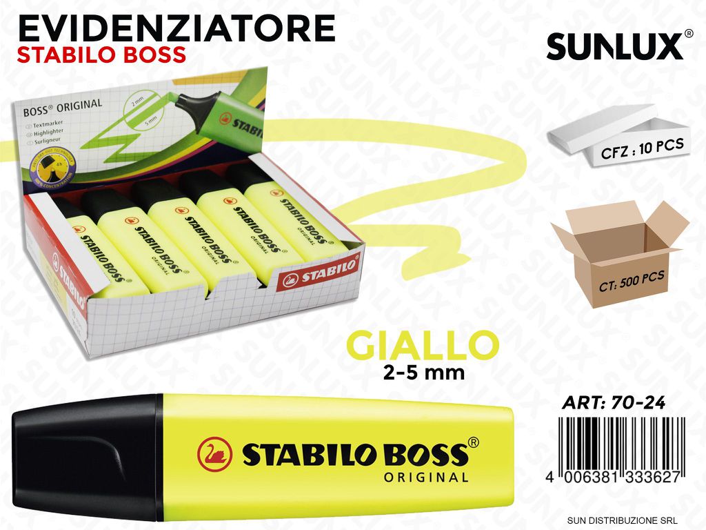 Evidenziatore Stabilo Boss Giallo