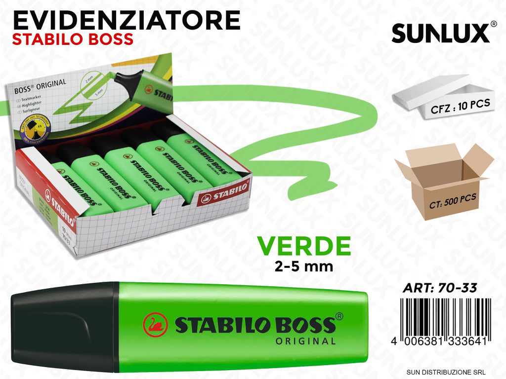 Evidenziatore Stabilo Boss Verde