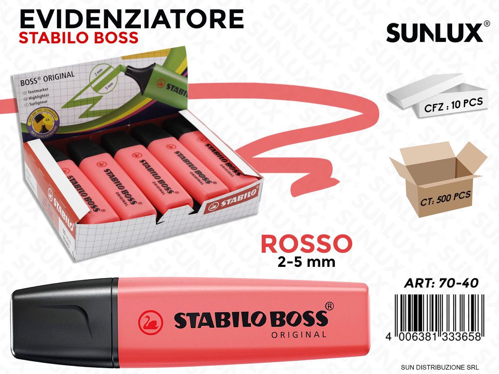 Evidenziatore Stabilo Boss Rosso