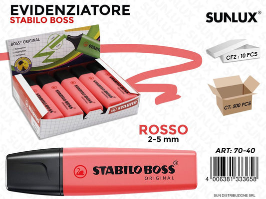 Evidenziatore Stabilo Boss Rosso