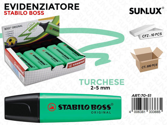 Evidenziatori Stabilo Boss Turchese 2-5MM