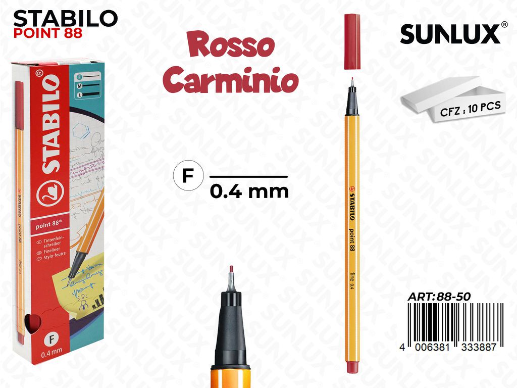 Stabilo Point 88-50 Rosso Carminio 0.4MM