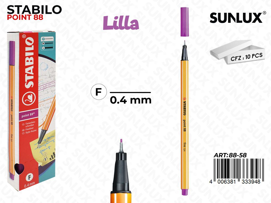 Stabilo Point 88-58 Lilla 0.4MM