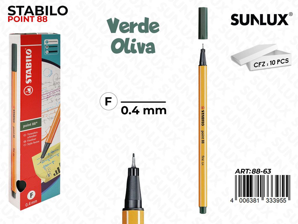 Stabilo Point 88-63 Verde Oliva 0.4MM