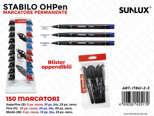 Esp. Stabilo Marc. Ohpen Ass. S-f-m 3COL. 150PCS