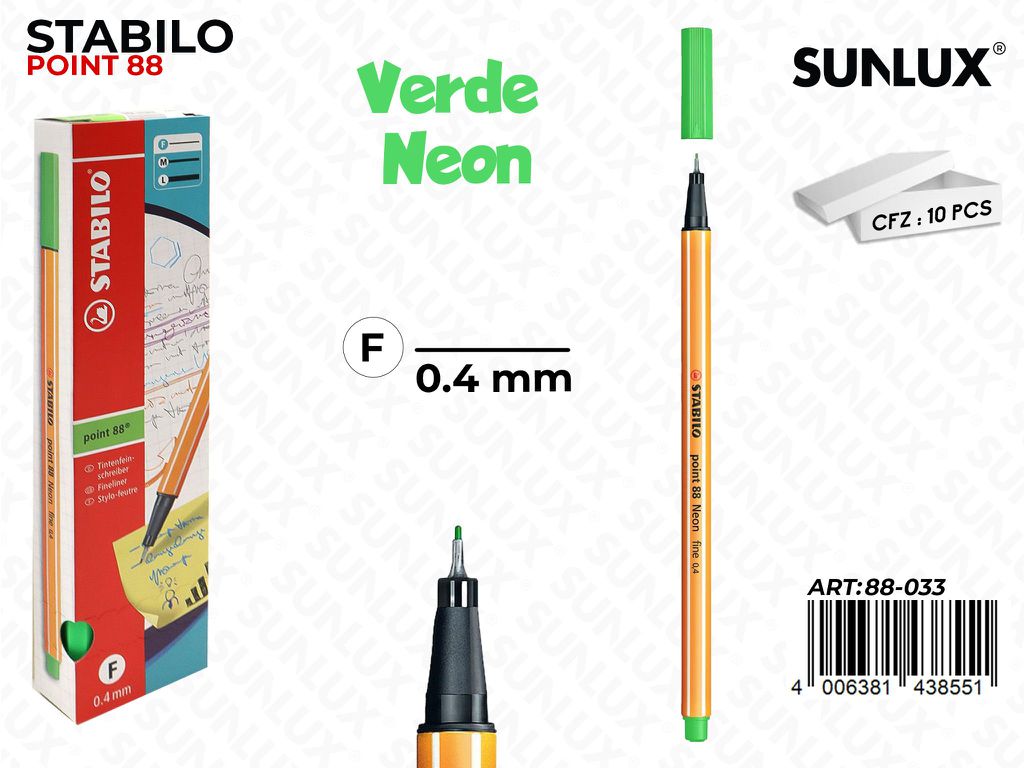 Stabilo Point 88-033 Verde Neon 0.4MM