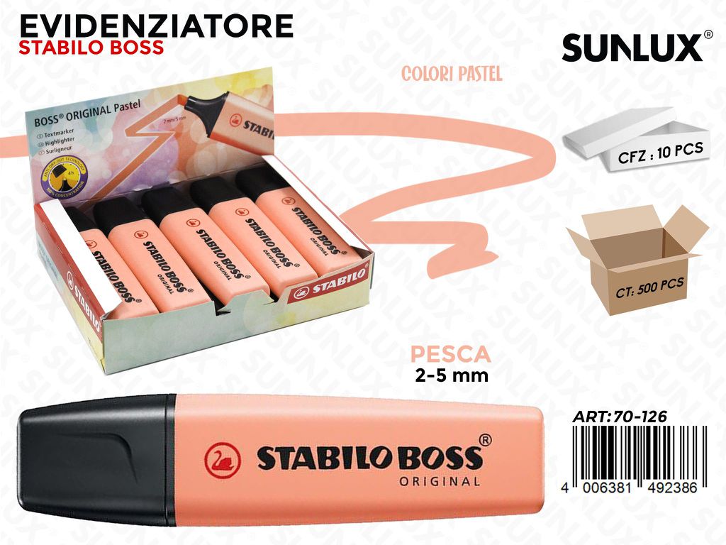 Evidenziatori Stabilo Boss Pesca Pastel 2-5MM