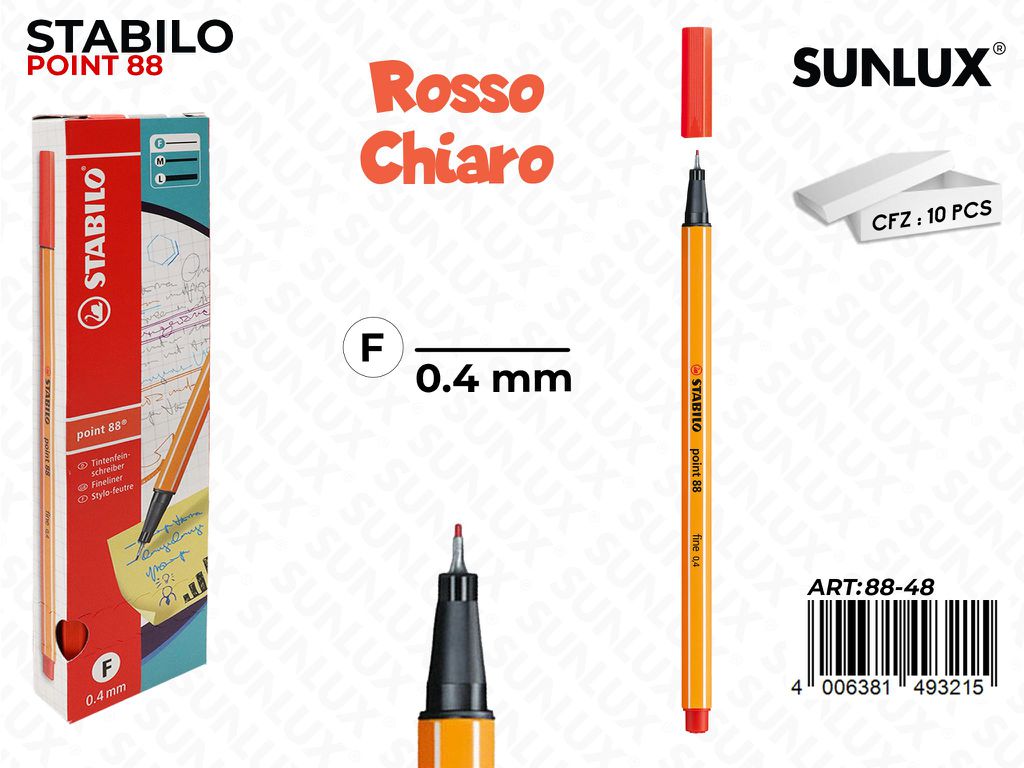 Stabilo Point 88-48 Rosso Chiaro 0.4MM