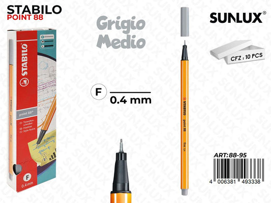 Stabilo Point 88-95 Grigio Medio 0.4MM