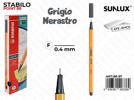 Stabilo Point 88-97 Grigio Nerastro 0.4MM