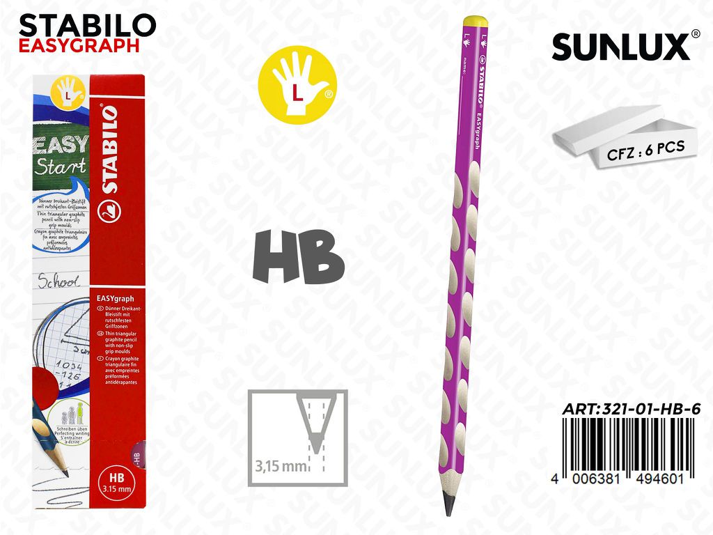 Stabilo Easy Graph Rosa Left Hb