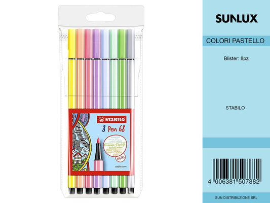 Stabilo Pen 68 Astuccio 8 Colori Pastel