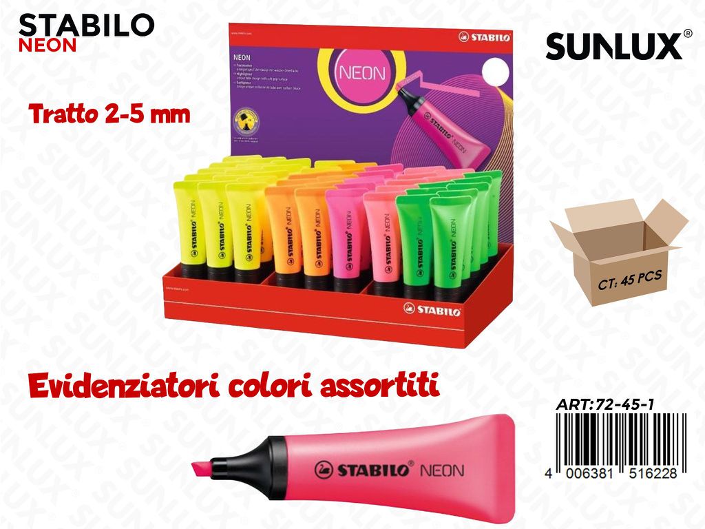 Esp. Evidenziatori Stabilo Neon 2-5MM