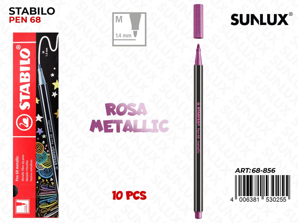 Stabilo Pen 68 Punta M Rosa Metallic