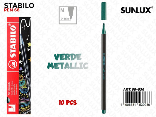 Stabilo Pen 68 Punta M Metallic Verde