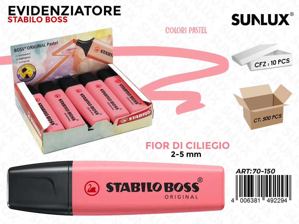 Evidenziatori Stabilo Boss Fior di Ciliegio Pastel 2-5MM