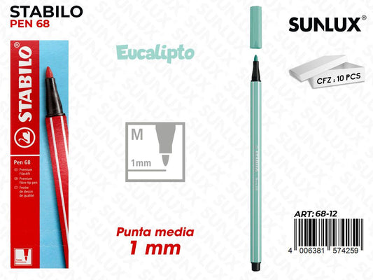 Stabilo Pen 68 Punta M Eucalipto