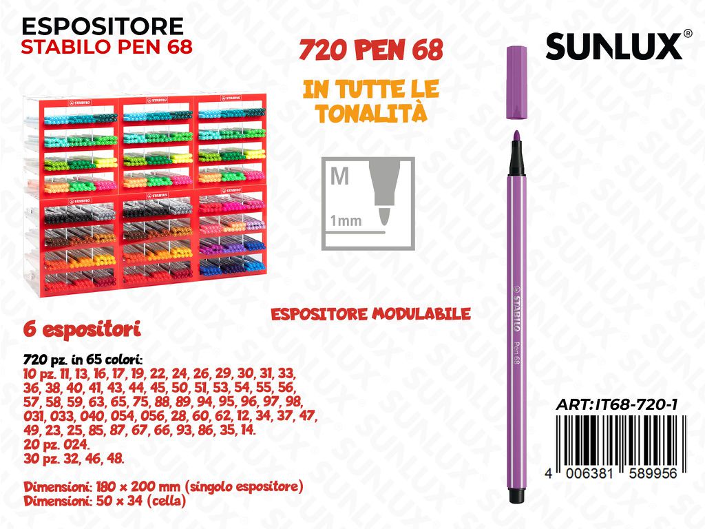 Esp. Cubo Stabilo Pen 68 Col. Ass.
