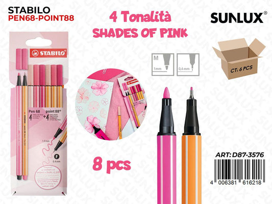 Stabilo POINT68-88 Totalita Rosa 8PCS Ass.