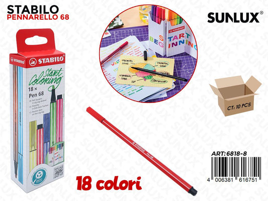 Stabilo Pen 68 Zig-zag 18PCS Ass