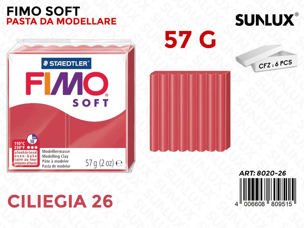 Staed. Fimo Soft 57G 26 Rosso Ciliegia da 6